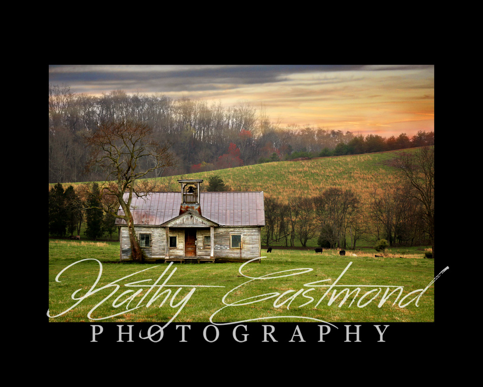 "Schoolhouse" 5x7 print mounted on a black 8x10 acid-free matte for $25 with free shipping within the U.S.  (Kathy Eastmond's signature will replace the copyright  logo )